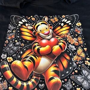Calvin Klein Kids Black Tee with Tiger and Butterfly Design